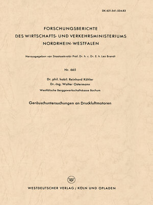 cover image of Geräuschuntersuchungen an Druckluftmotoren